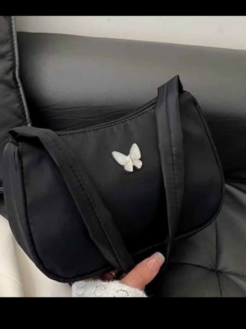 New! Unisex Black Single-Shoulder Bag. Fashionable And Unique Butterfly Logo.